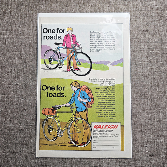 🚲 1973 Raleigh Bicycle Print Ad Advertisement